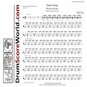 Fleetwood Mac - Don't Stop - Drum Sheet + Play-Along Track